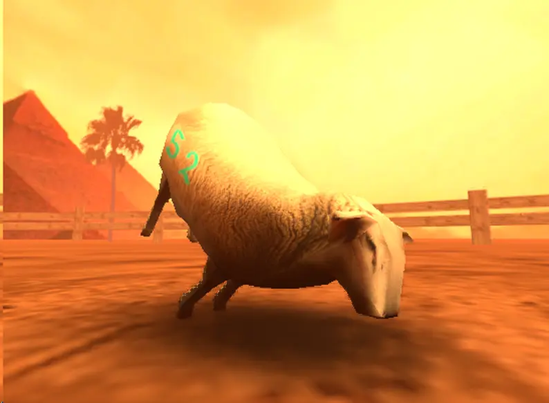 Sheep colliding mid-air in the crazy cattle 3d game environment